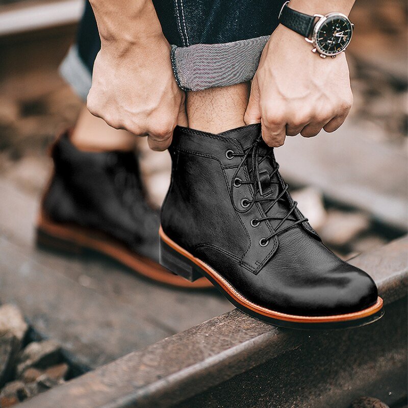 Clyde - Botas ortopédicas de piel para hombre - Vivea Casa