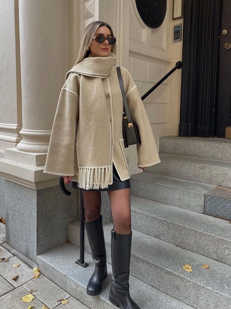 Lesty - Abrigo con Bufanda Oversize - Vivea Casa
